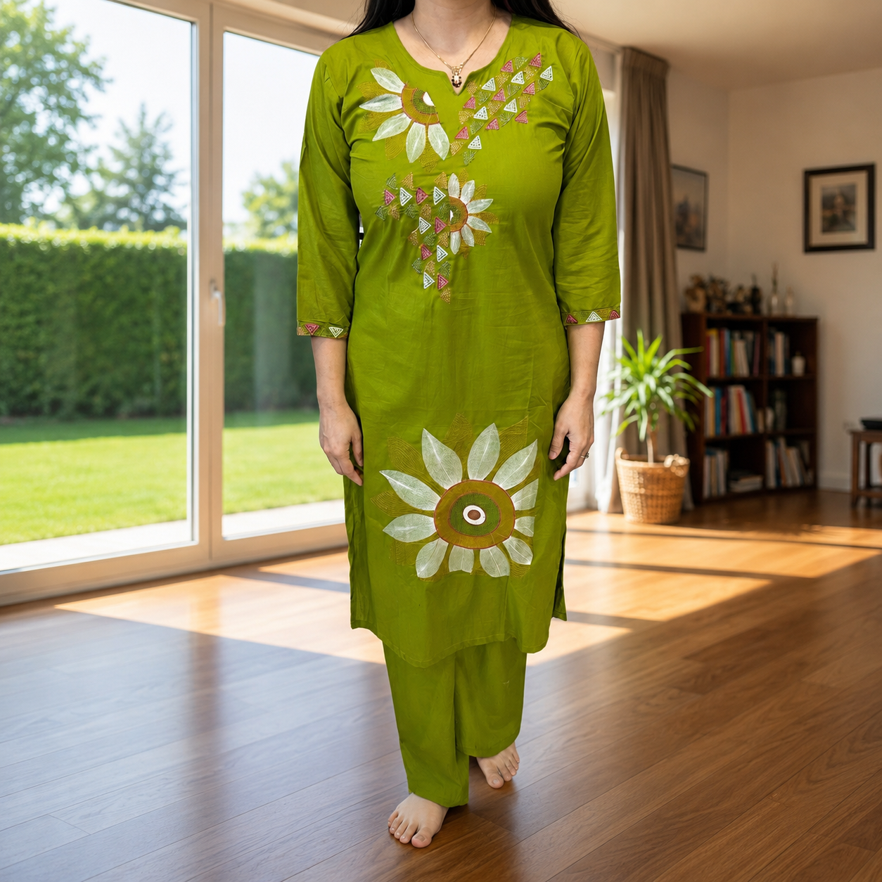 Mehandi Green Kurti Palazzo Set