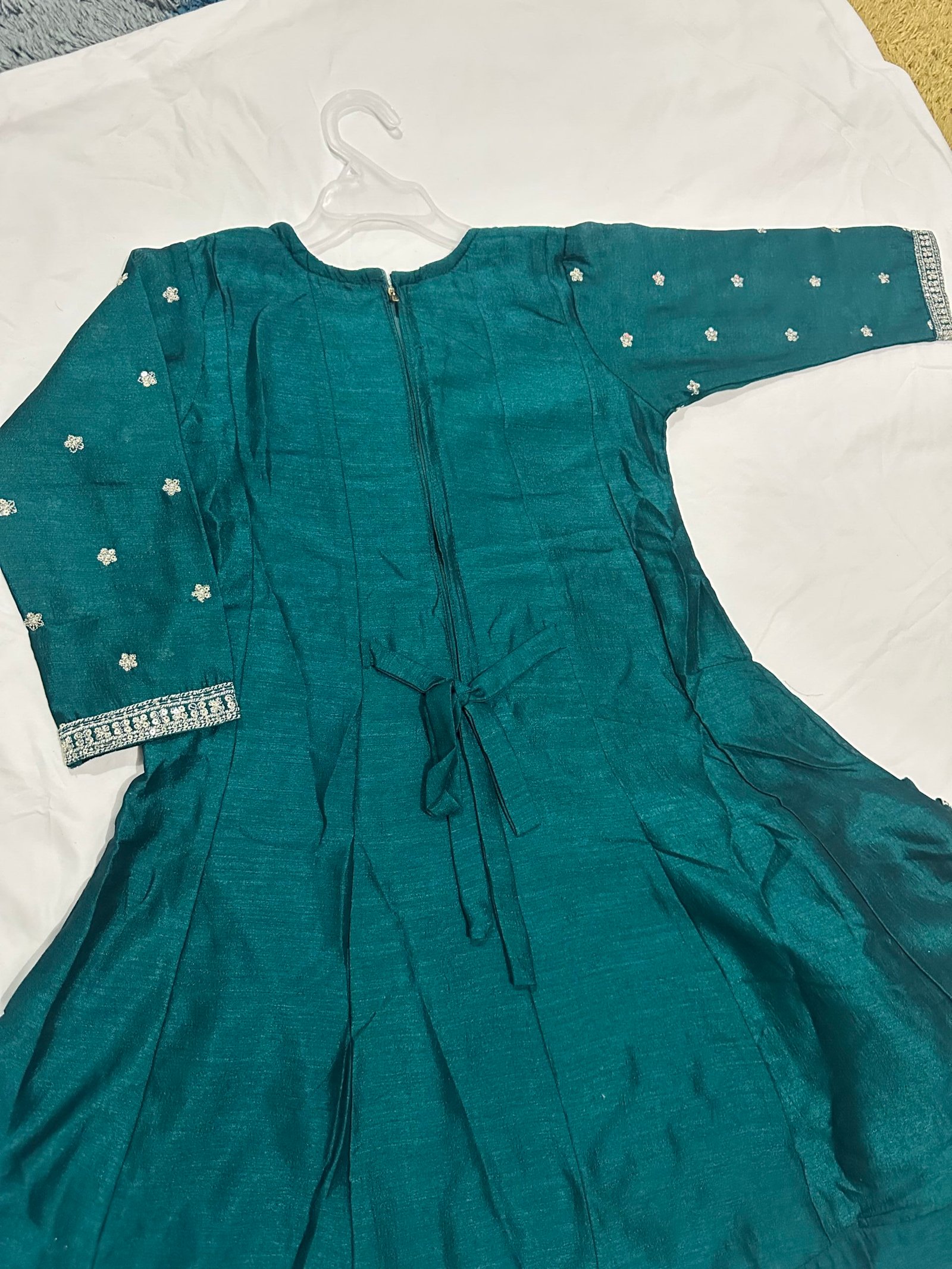 Premium Girls Teal Green A-Line 2-Piece Suit - Image 4
