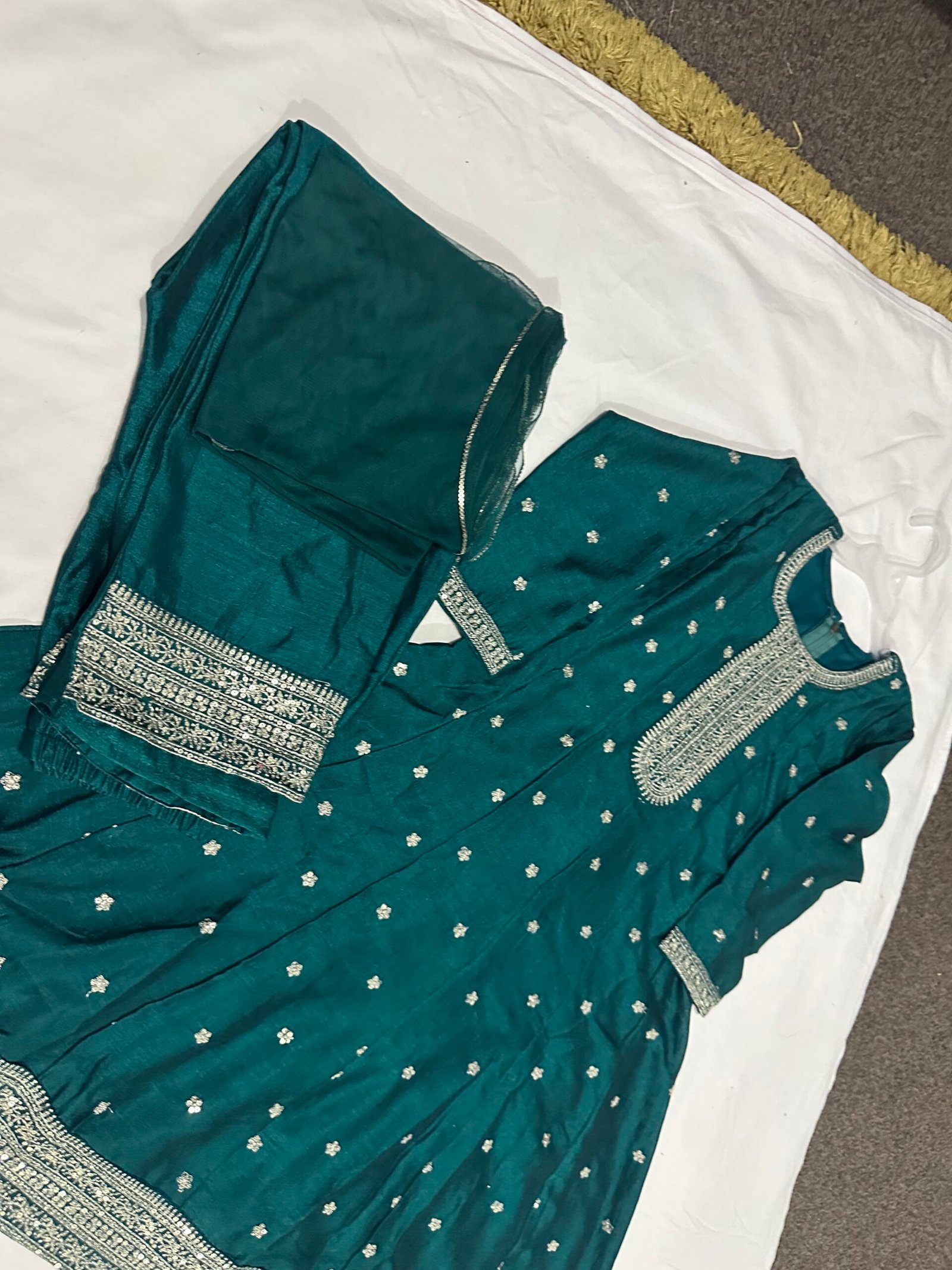 Premium Girls Teal Green A-Line 2-Piece Suit - Image 3