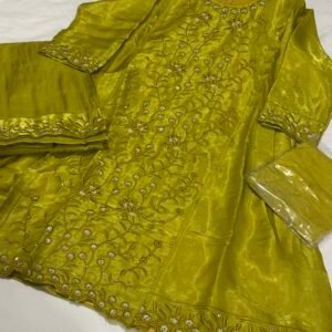 Premium Girls Mehndi Green A-Line 2-Piece Suit