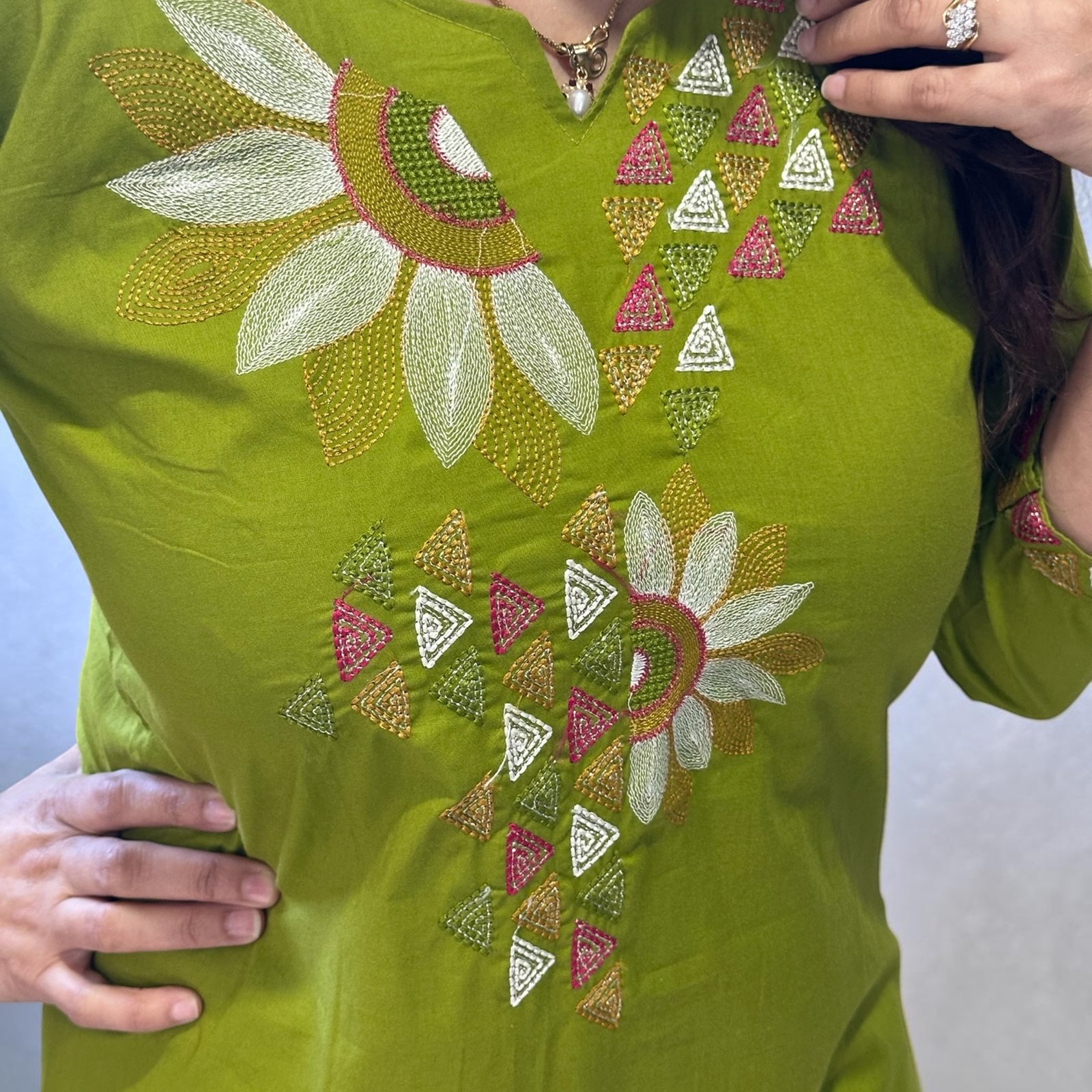 Mehandi Green Kurti Palazzo Set - Image 2