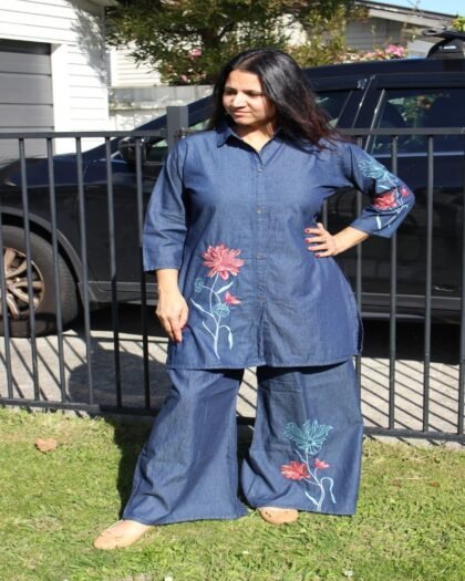Denim Embroidry Coord set