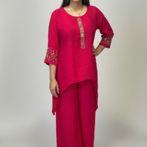Magenta Embroidered Co-Ord Set for Women
